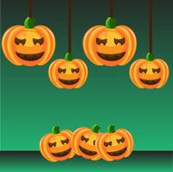 Hanging and lying pumpkins
