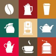 Icons with silhouettes of coffee shop - Illustration N2