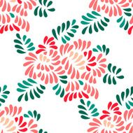 Pastel colored stylized peony flowers and leaves seamless pattern vector N2
