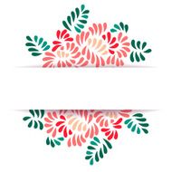 Pastel colored stylized peony flowers and leaves bouquet greeting card N2