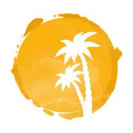 Watercolor paint stain and coconut palm trees