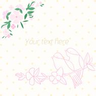 Invitation template birds with flowers vector N2