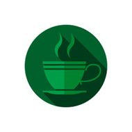 Green tea symbols and icons with long shadow N2