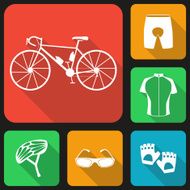 Set of flat icons bicycle uniform
