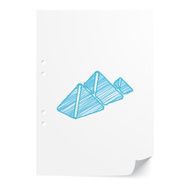 Blue handdrawn Pyramids illustration on white paper sheet with c N2