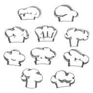 Chef and baker hats or toques sketches N2