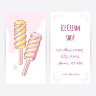 Business card template with hand drawn twisted fruity popsicle N2