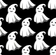 Smiling ghosts in white capes pattern N2
