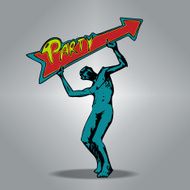 Zombie holding an arrow-shaped sign Vector illustration N2