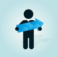 figure man holds blue arrow N2