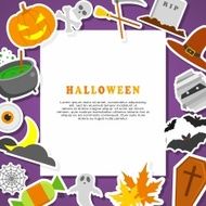 Halloween Background Flat Icons with Frame