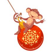 Sweet monkey with Christmas toy for 2016 New Year Vector