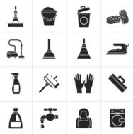 Black Cleaning and hygiene icons