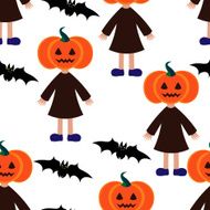 Wallpaper pumpkin girl bat