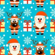 New Year seamless card with Santa Claus and deer