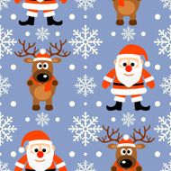 New Year seamless background with deer and Santa Claus