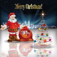 Abstract Christmas greeting with silhouette of city N4