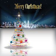 Abstract Christmas greeting with silhouette of city N7