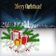 Abstract Christmas greeting with silhouette of city N9