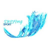 background surfing sport isolated emblem on white