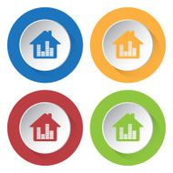 set of four icons - house with equalizer