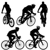 Set silhouette of a cyclist male vector illustration