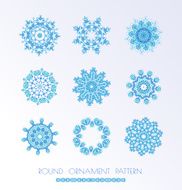 Set of blue vector snowflakes