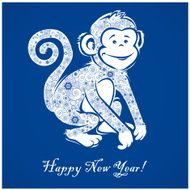 Funny monkey on blue background 1
