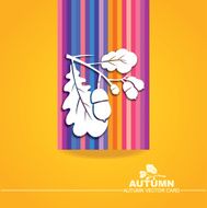 Autumn vector card Oak twig