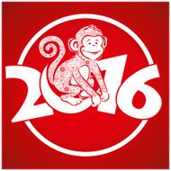 Funny monkey on bright red background 5