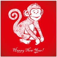 Funny monkey on bright red background 4