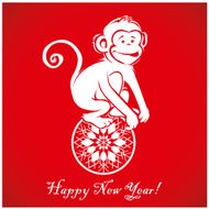 Funny monkey on bright red background 3
