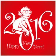 Funny monkey on bright red background 2