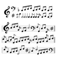 Music signs notes and clef