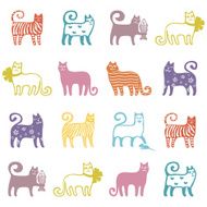 seamless cute cat pattern vector illustration N2