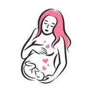 Pregnant woman stylized silhouette on a white background Vector N2