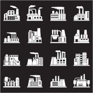 Set of industrial manufactory buildings icons set N2