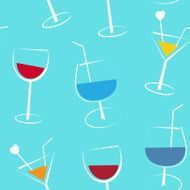 Seamless blue background with cocktails