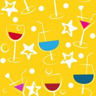 Seamless yellow background with cocktails