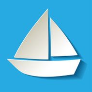 Paper sailboat white on a blue background