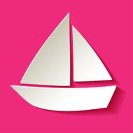 Paper sailboat white on a pink background