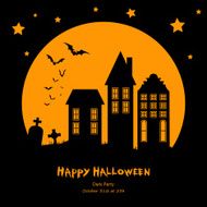 Halloween vector background with full moon