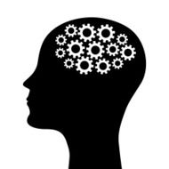 silhouette of a man&#039;s head with picture the mechanism