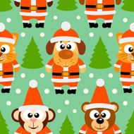 New Year seamless card with funny animal