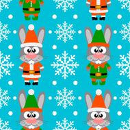 New Year seamless card with rabbits