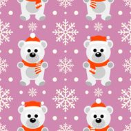 New Year seamless background with polar bear