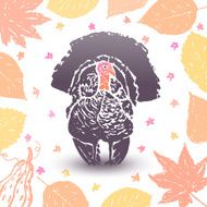 Illustration with thanksgiving turkey