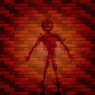 Shadow of monster on a brick wall