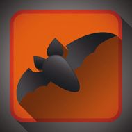 Flying Bat Icon Postcard Vector Illustration