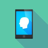 Long shadow phone icon with a male head N2